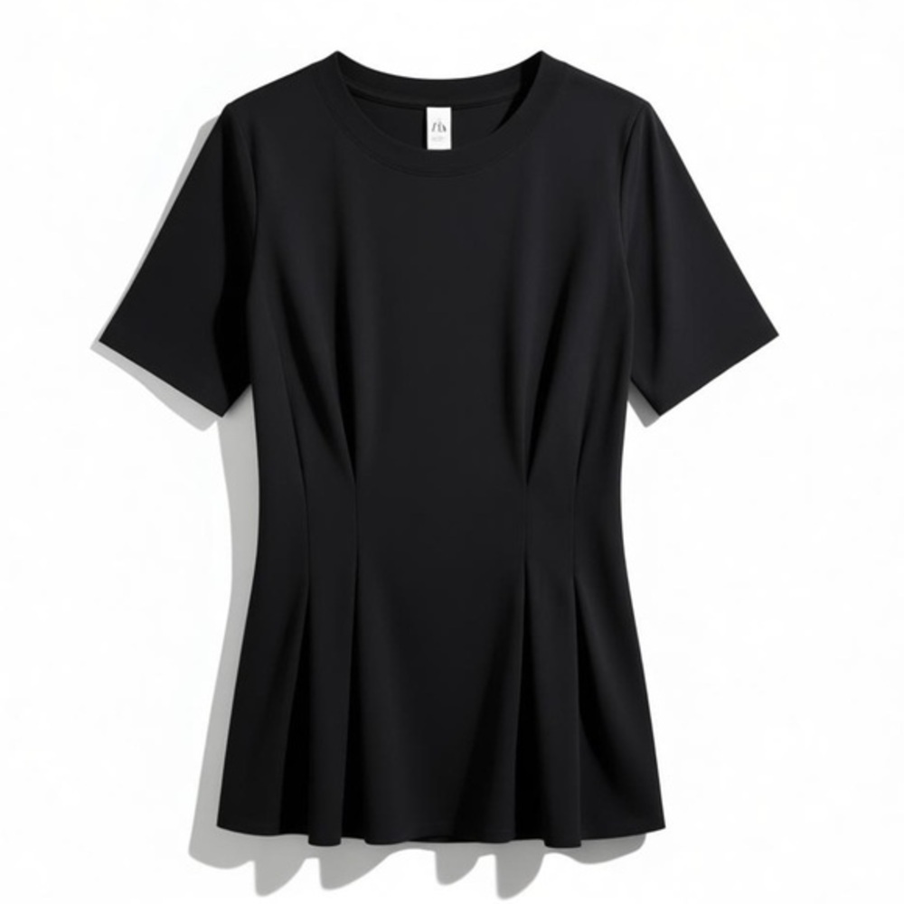 4/$20 The Limited Black Pleated Cinch Waist Tunic Top Size Medium Like New - Picture 2 of 6